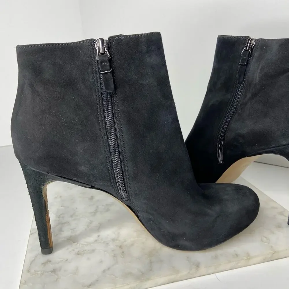 Via Spiga Black Suede Stiletto Heeled Ankle Boots Cutouts Size 10 $220 - Picture 7 of 11